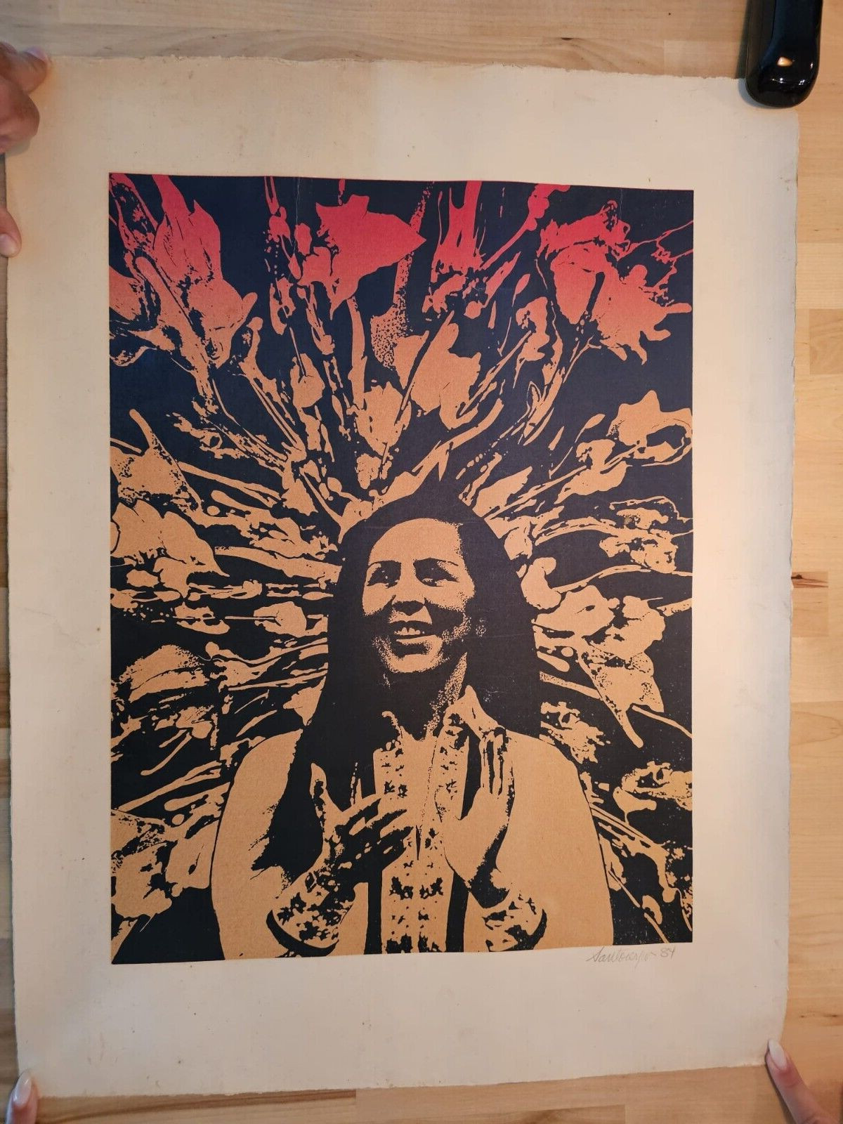 Orig Art Painting RAUL SANTOS ZERPA SERPA 1984 CELIA SANCHEZ SERIGRAPH SIGNED