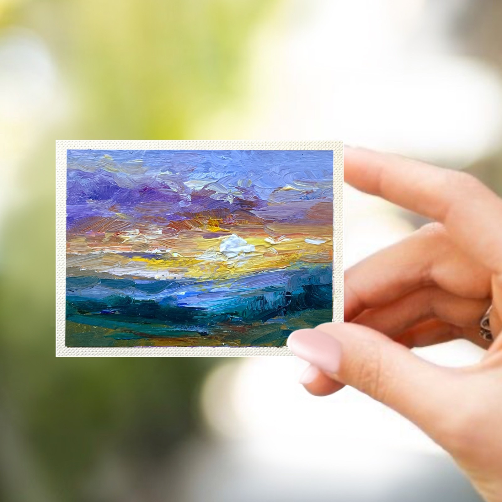 ACEO Original Oil Painting Evening Sunset26 Art Cards Impasto 3.5×2.5 Signed OS