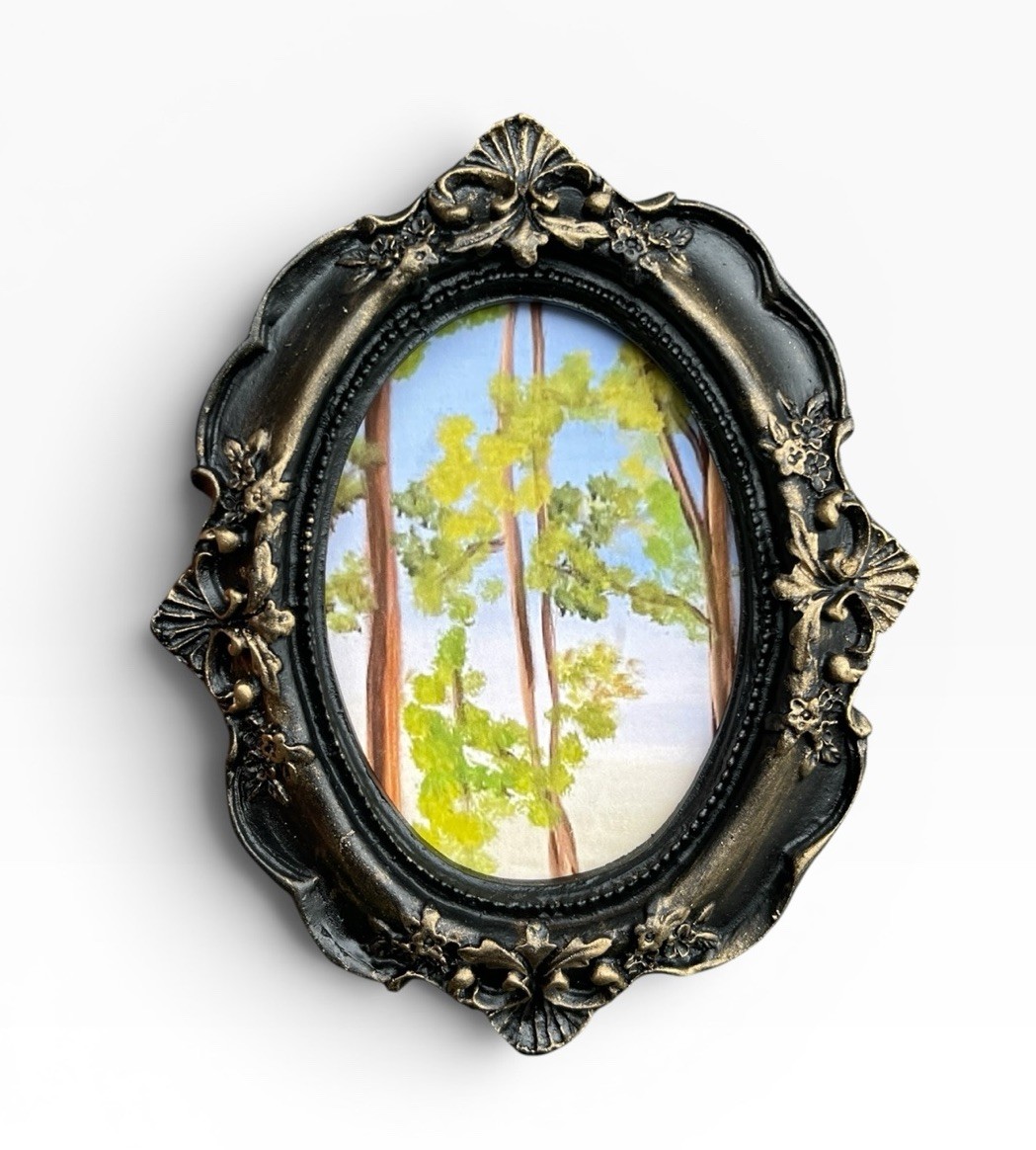 Trees • Landscape • Mini print of original painting in vintage ornate frame