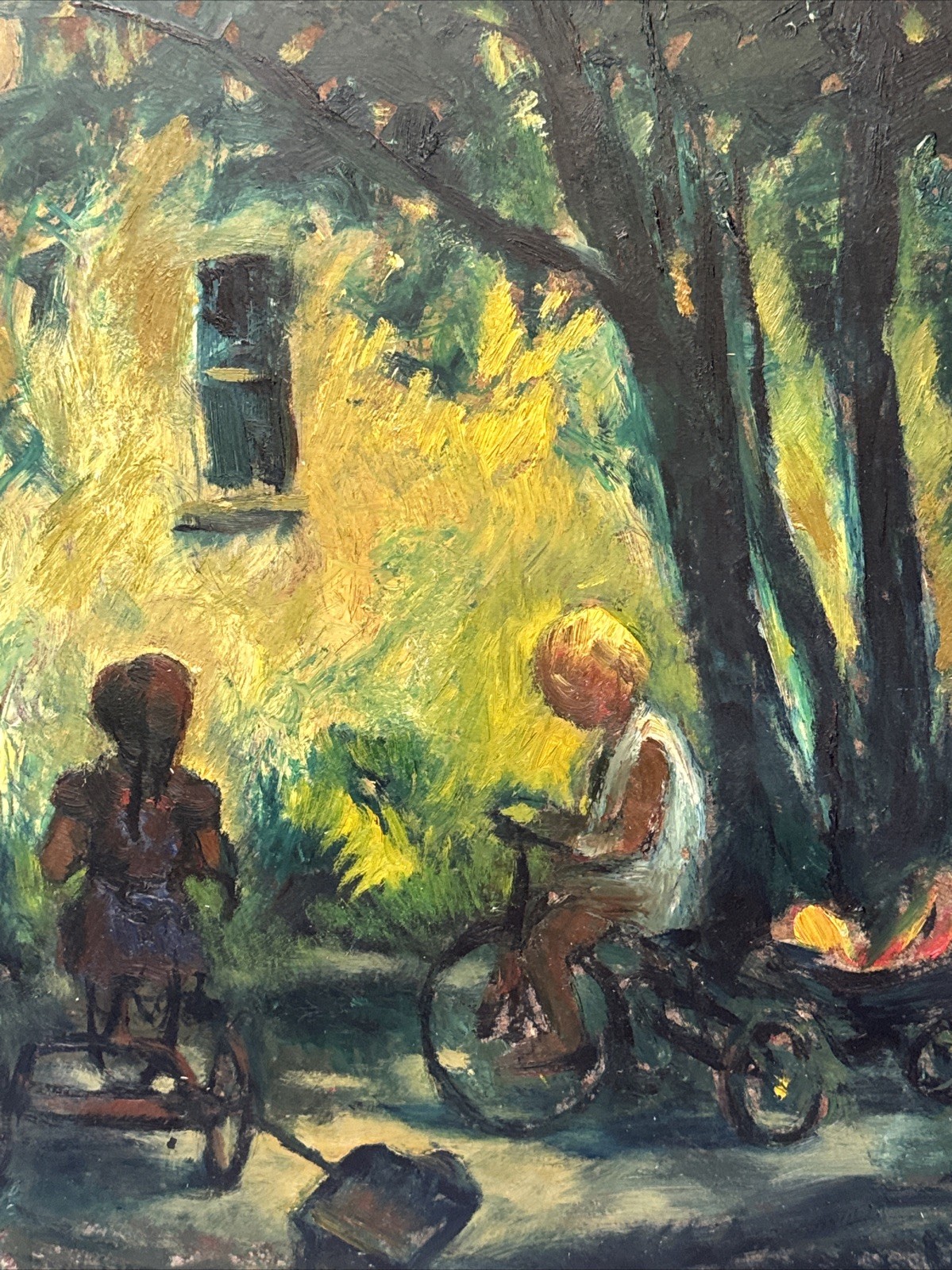 ANTIQUE PAINTING PORTRAIT EDGAR KIECHLE IMPRESSIONIST WPA ARTIST AFTER SCHOOL