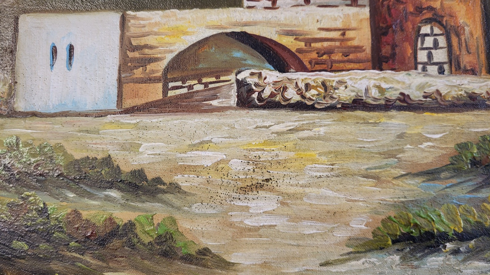 Vintage Tomb Of Rachel Oil Painting In Wood Frame Kever Rochel 16×20