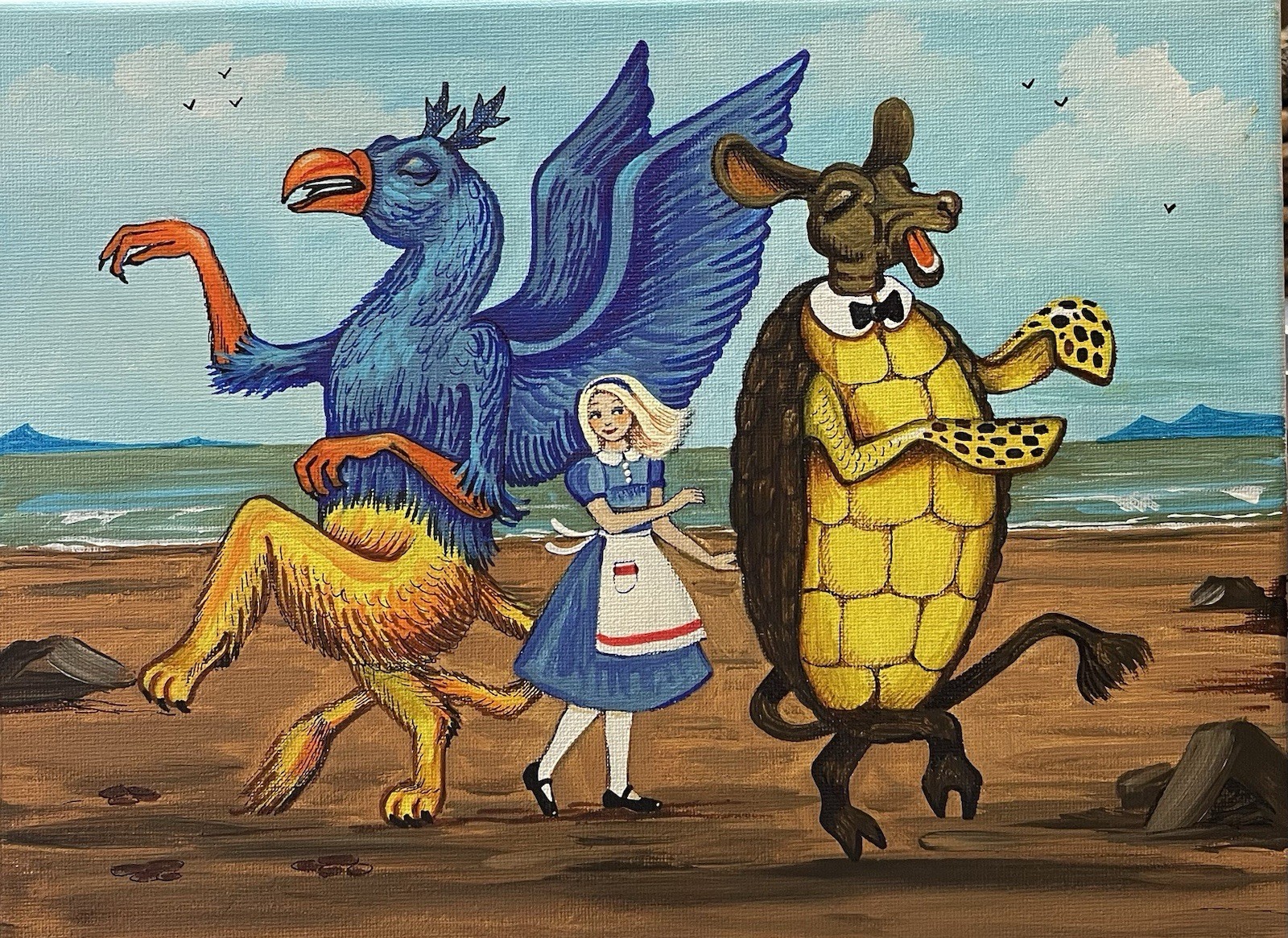 5×7 RYTA Alice In Wonderland print of painting Illustration Art Gryphon Turtle