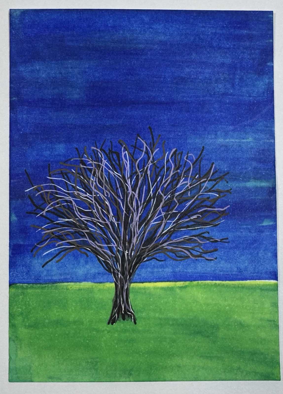 Set of Two ACEOs Acrylic and Alcohol Ink Painting Abstract Tree Landscapes