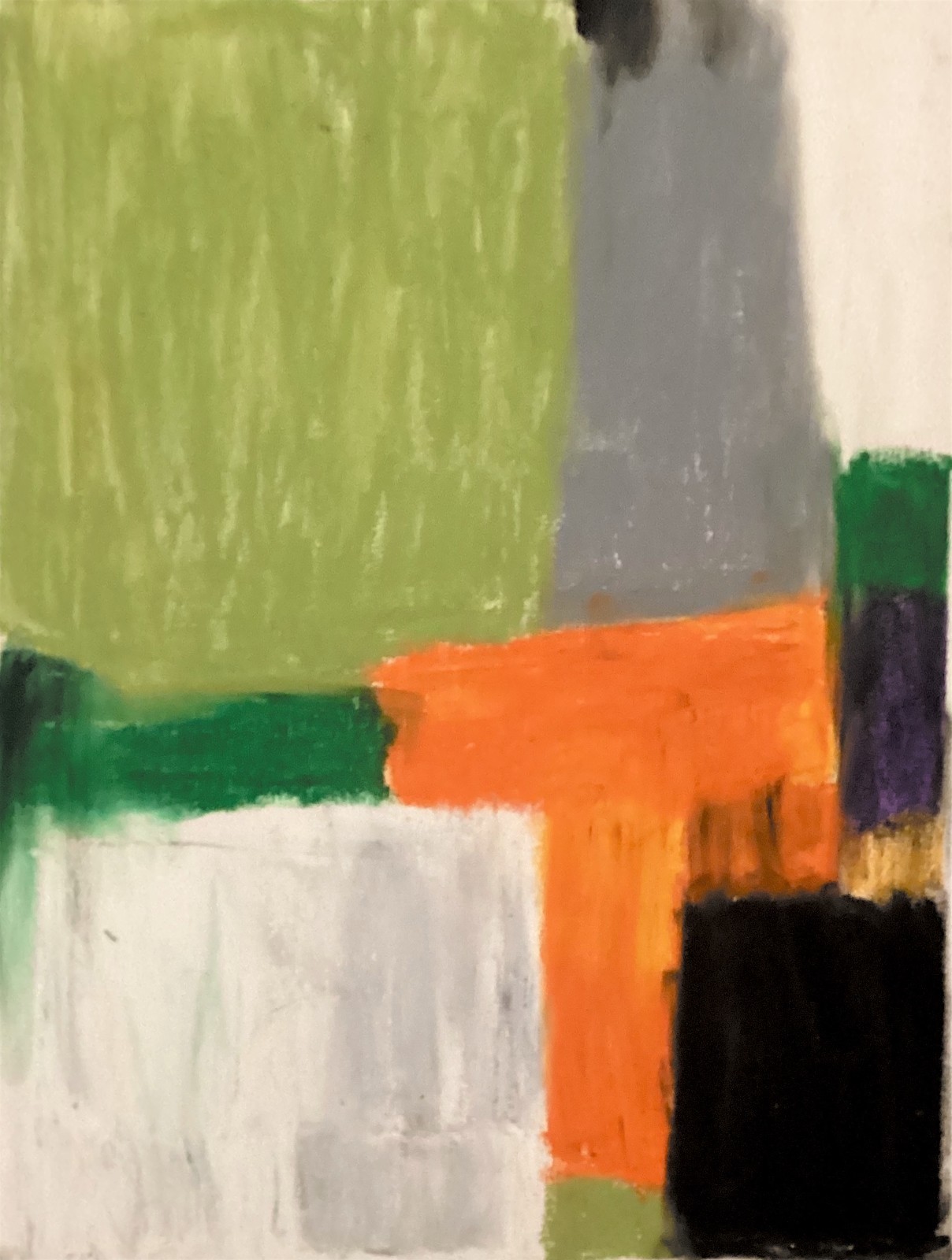 MCM Green Orange Abstract Geometric Textured Original Art on 11 By 14 Canvas