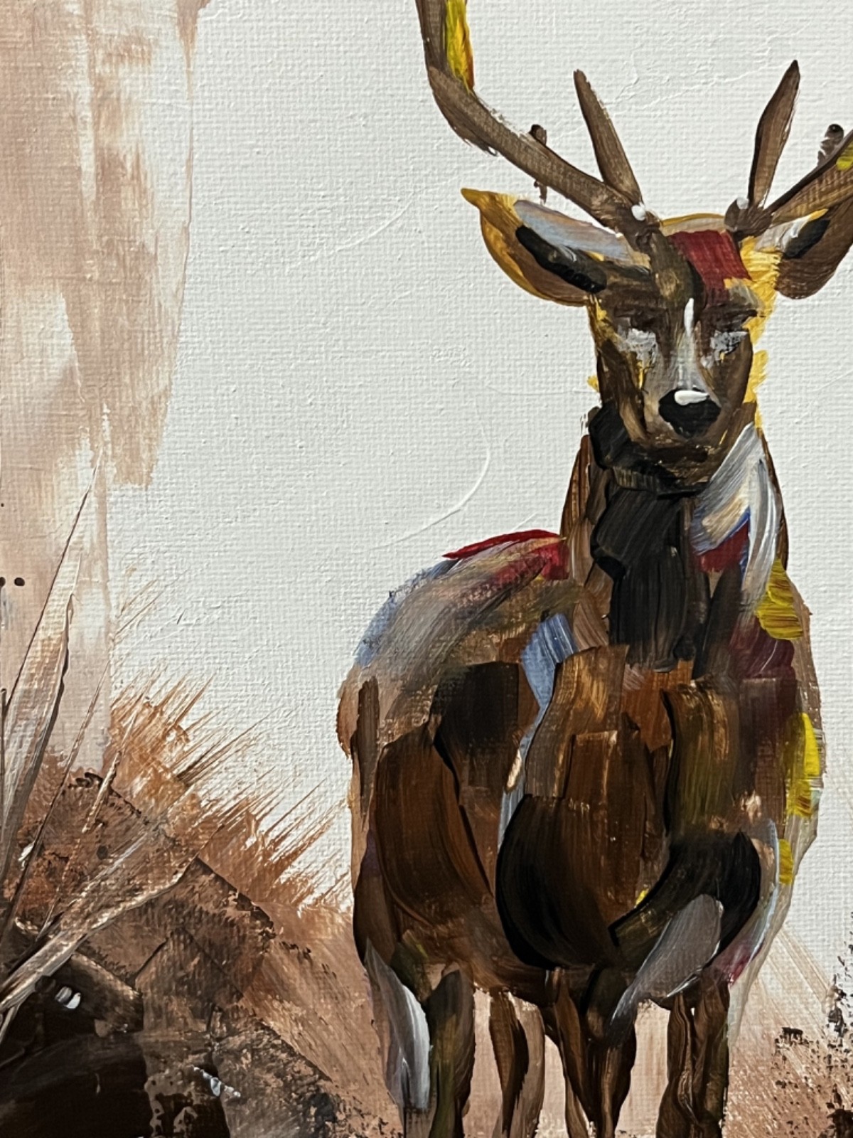 Atherton 11×14 Original Hunting theme Acrylic Painting «Deer in Forest» signed
