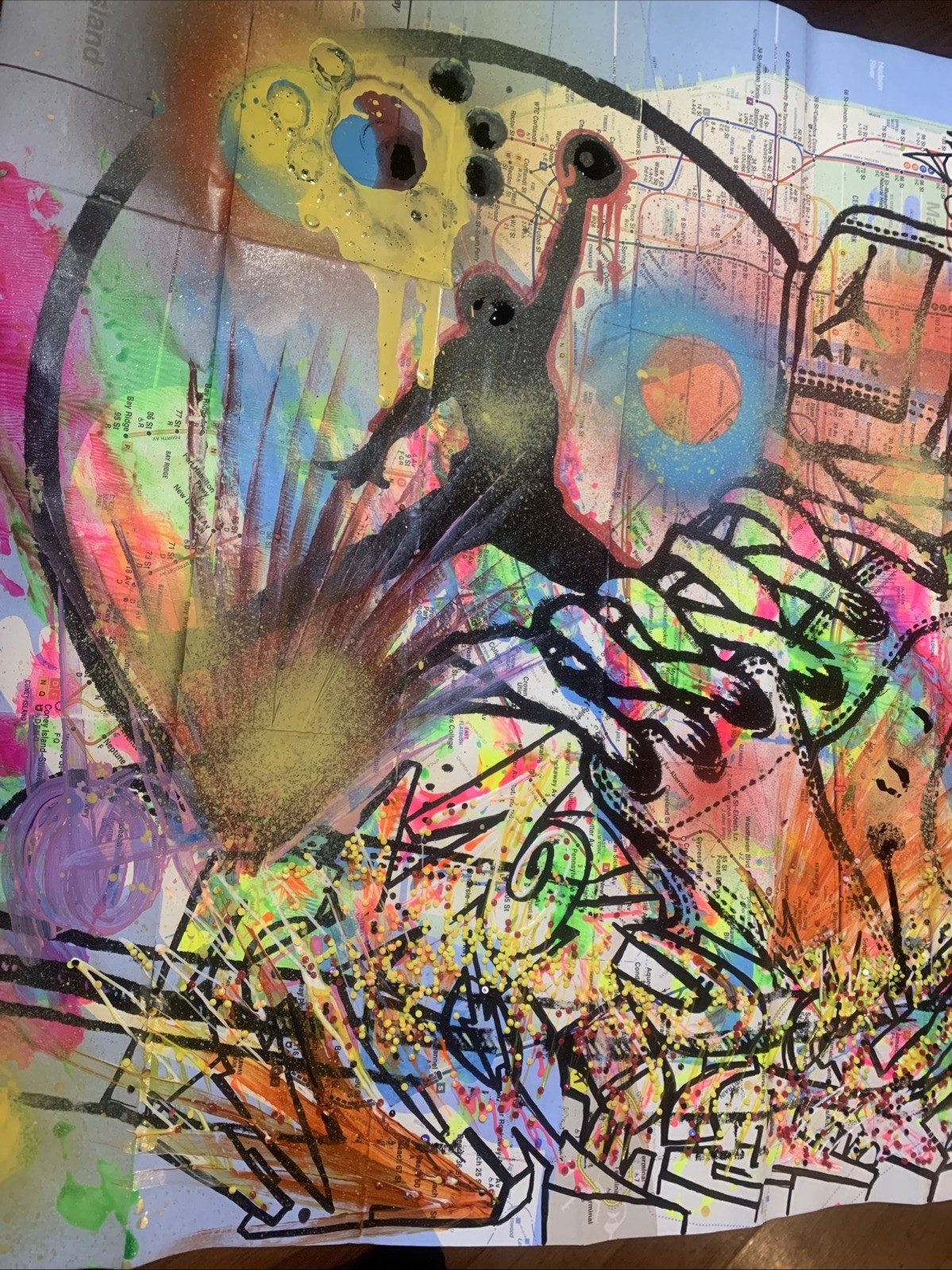 graffiti art original NYC SUBWAY MAP JORDAN 1OG BY TOPIK TSK