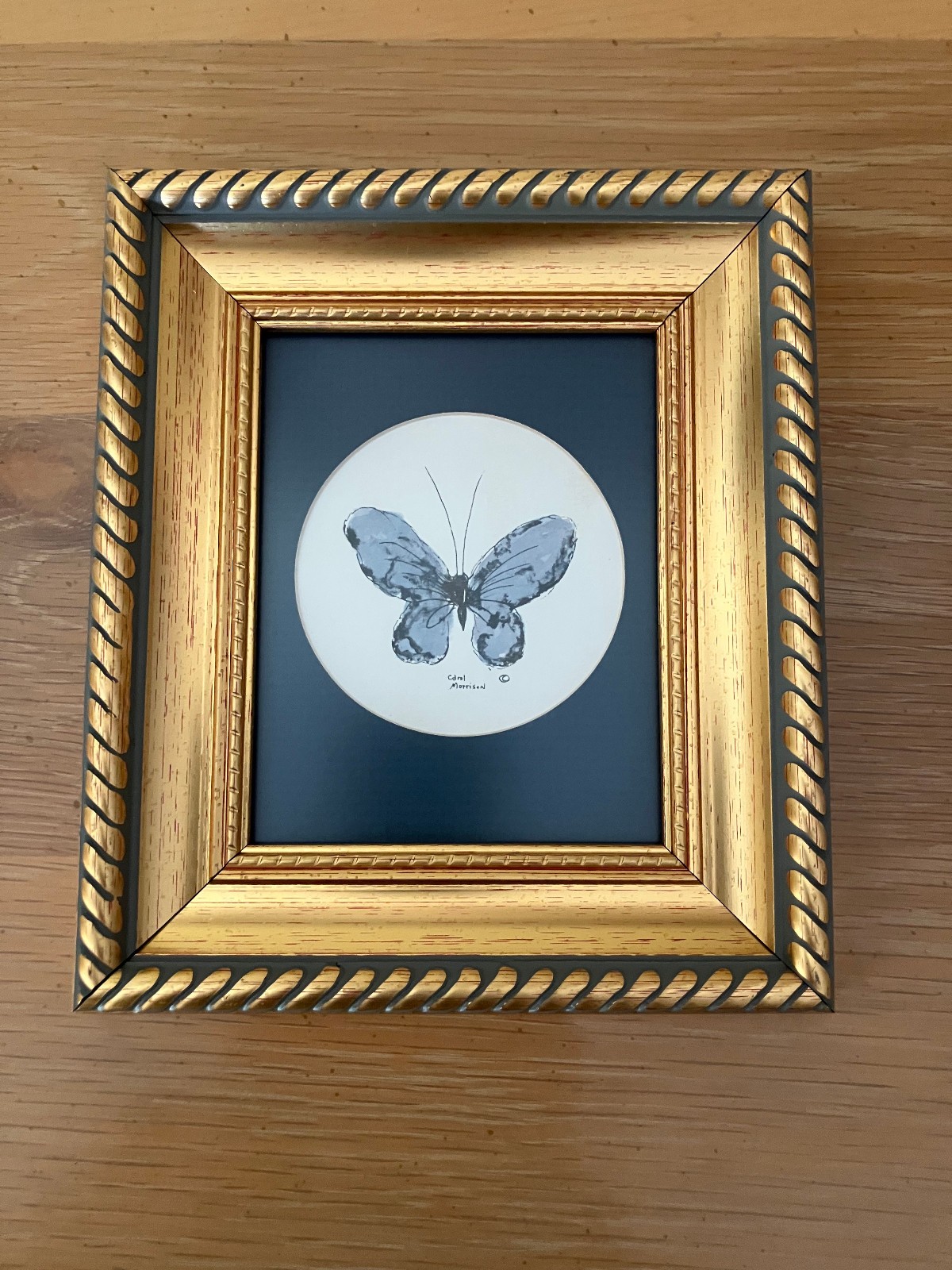 Vtg Orig Watercolor Painting in Updated 4×5 Frame; Butterfly, Carol Morrison