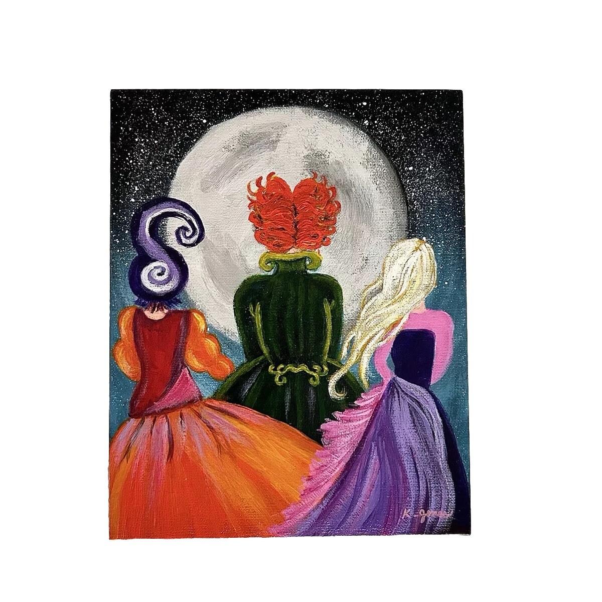 The Sanderson Sisters Halloween Art 8X10 Canvas Panel Painted From A Tutorial.