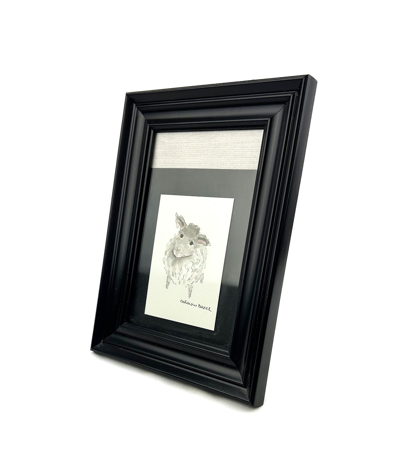 Cute Inquisitive Gray/White Sheep Original Painting Signed by Carolyn Buyer