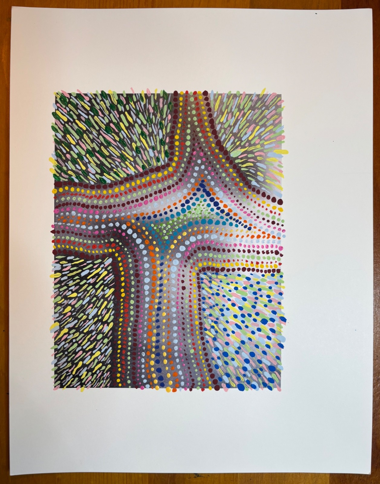 Framed Original Abstract Acrylic Painting. (7″ x 5″) on Paper. Framed (9″x11″)