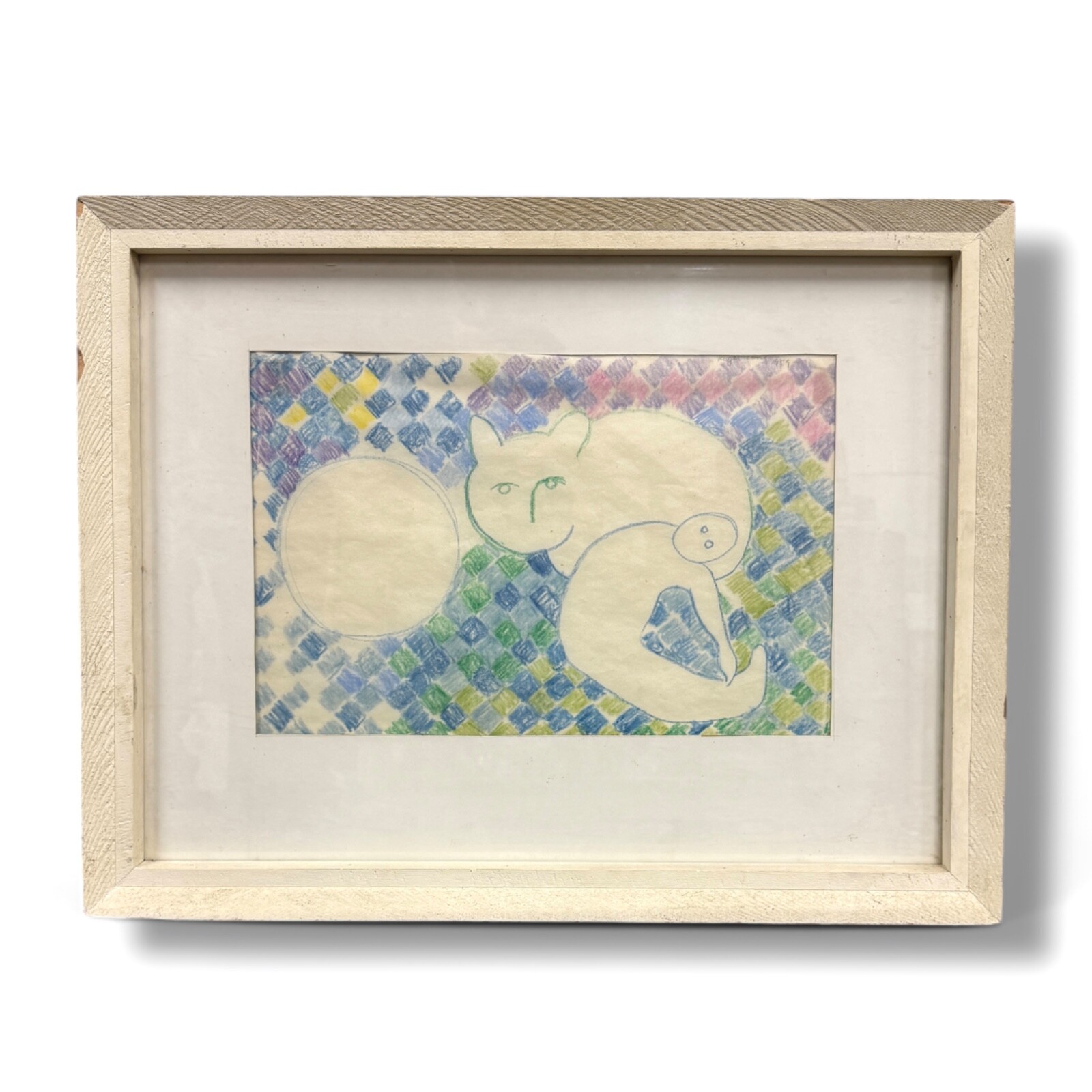 SIGNED by ROGER LONG 25″x19″ Pastel art work 1959 Mexican abstract painting MCM