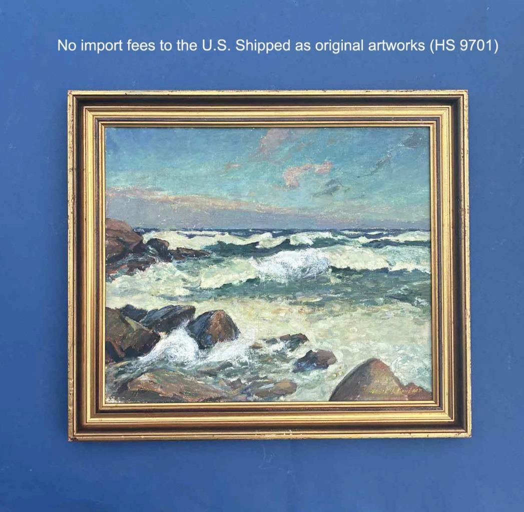 Aksel Knudsen (1903) Nordic Maritime Oil. Crashing Waves. 1940s. COA