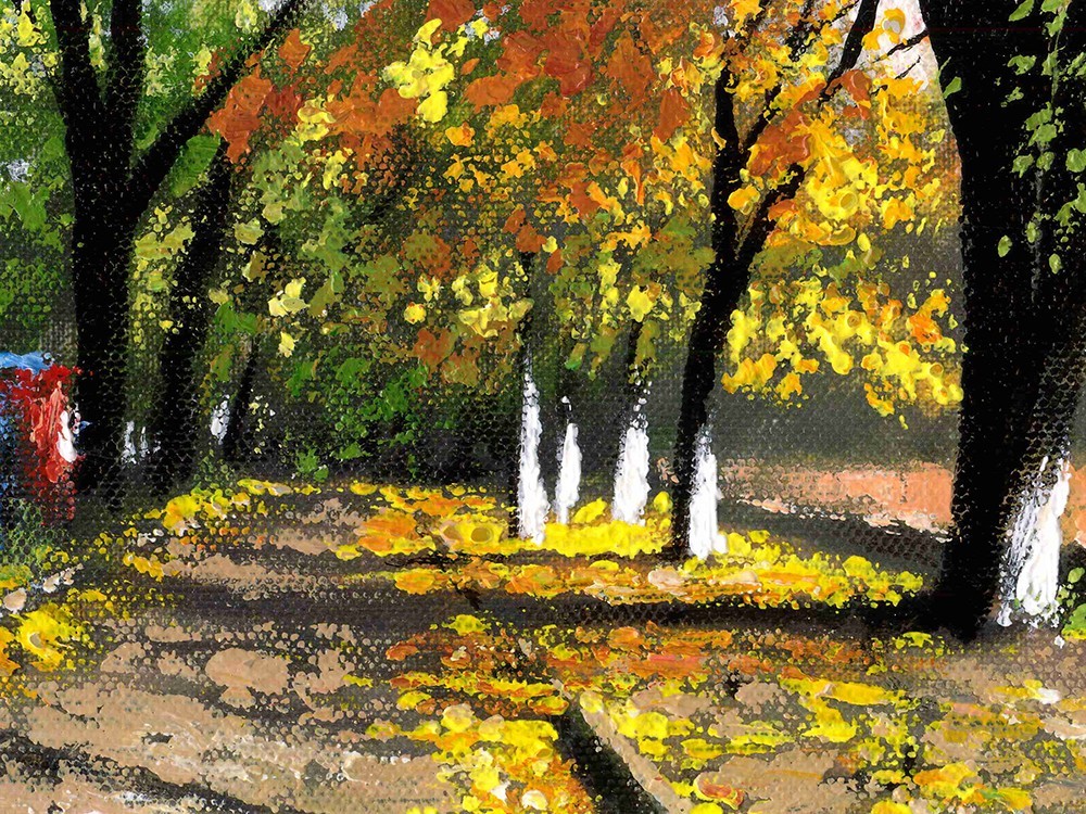 Festive Autumn Path II Original Oil Painting 6×4 Everyday Light Series NO FRAME