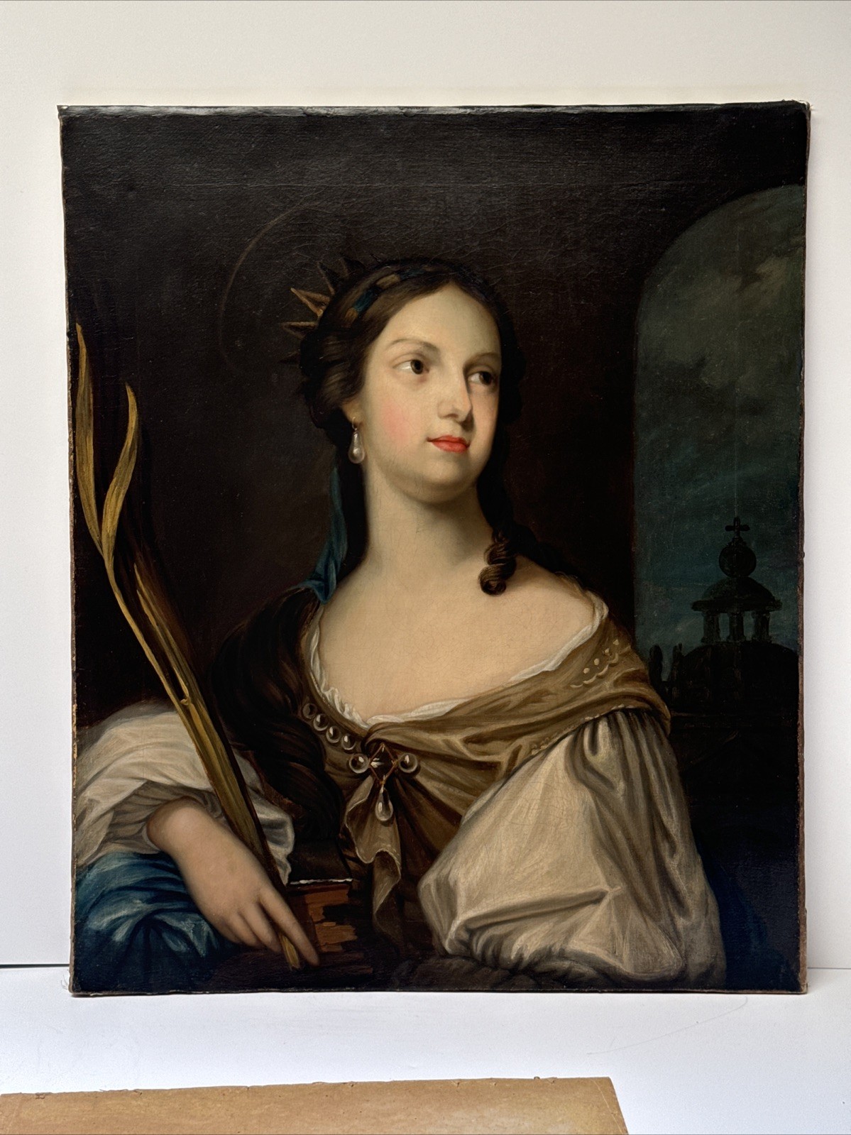Old Master Painting Queen Crown Madonna Church Iconic 17th 18th Century Antique