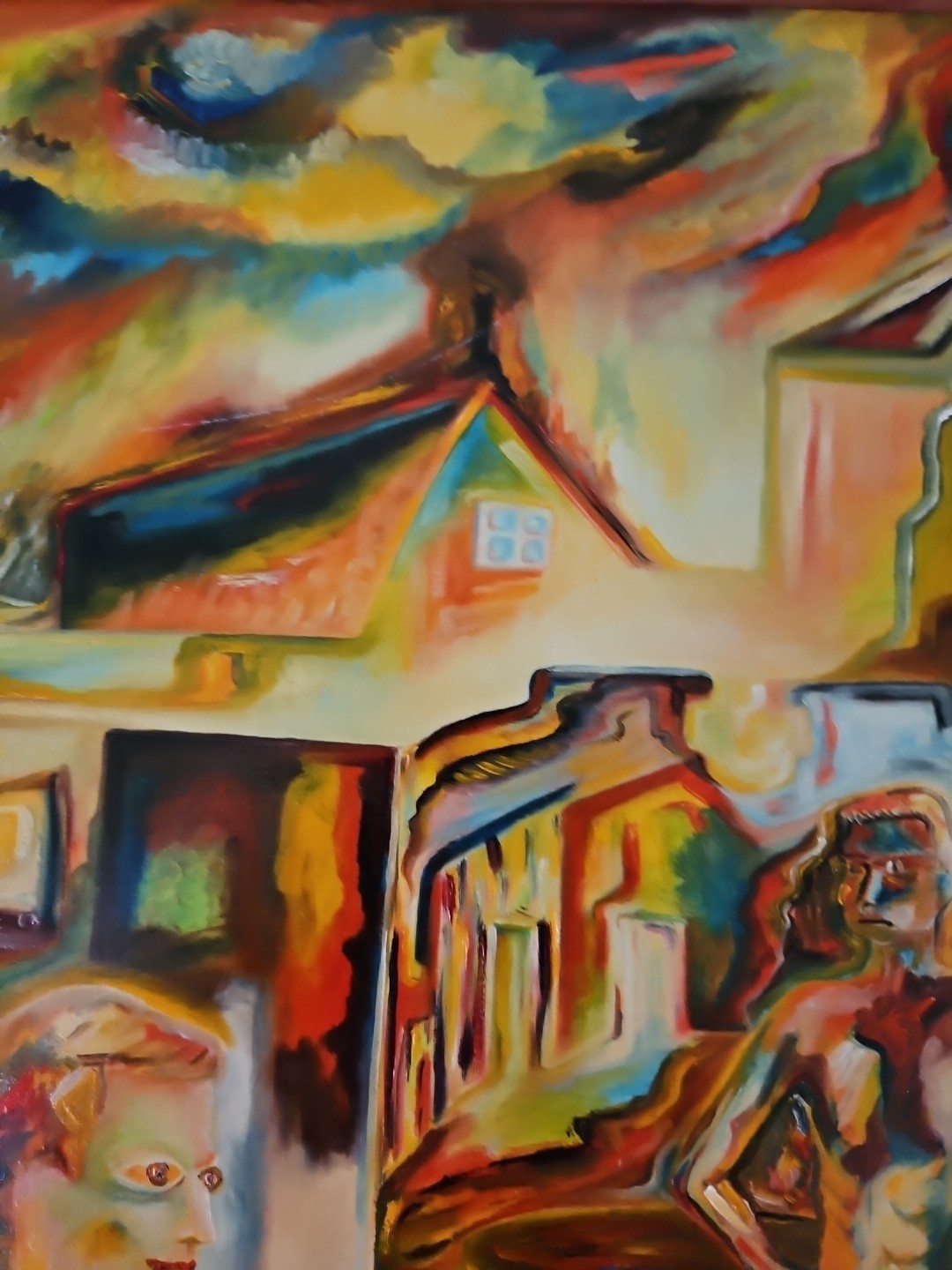 Original VTG 1985 Abstract Art Oil On Linen «Showboat» Framed Michael B.Stuart