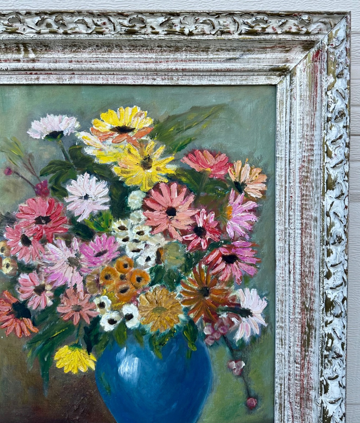 WPA Suffragist Artist Adele Clark Framed Rare Floral Impressionist Oil Painting