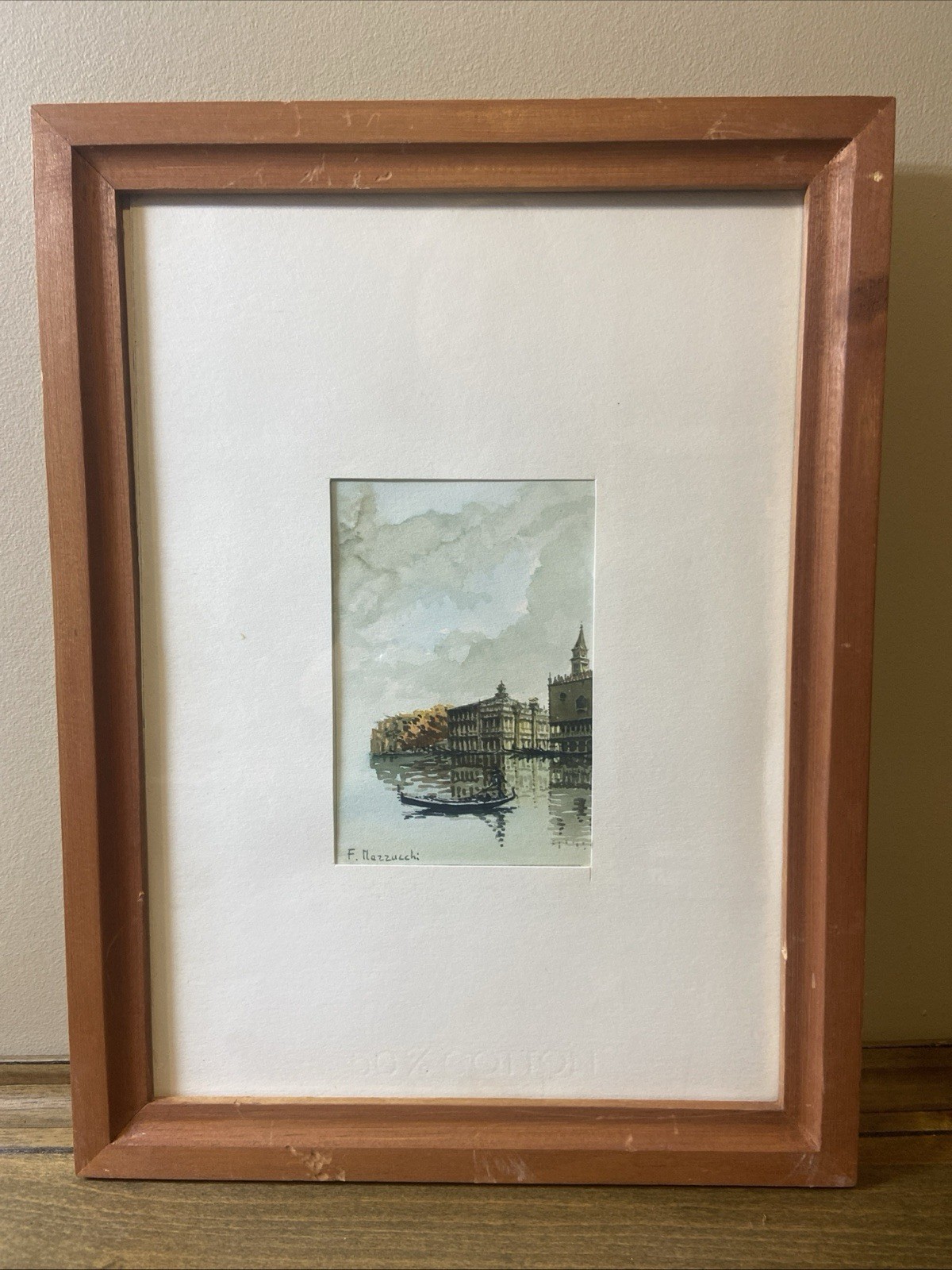 Francesco Mazzucchi Venetian School-Painting Palaces on Canal Gondola Framed