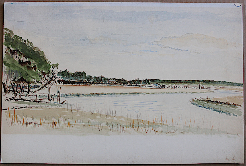 1951 CHESTER J. MAYER Painting WISCONSIN CALIFORNIA Listed Jolly Beach S.C.