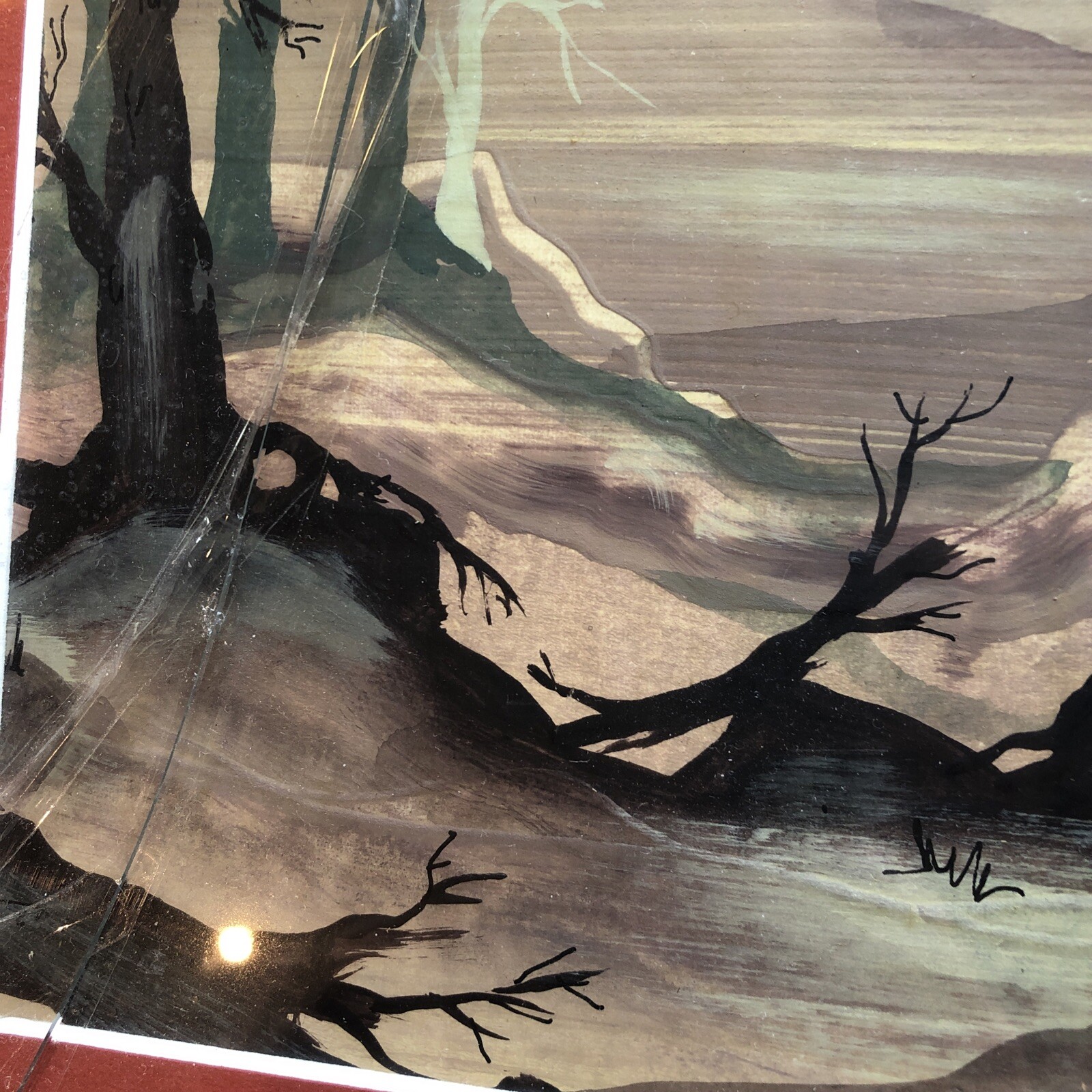 Two (2) Vtg MICHAEL SALMON New Zealand Australia Trees Paintings 1979 Watercolor