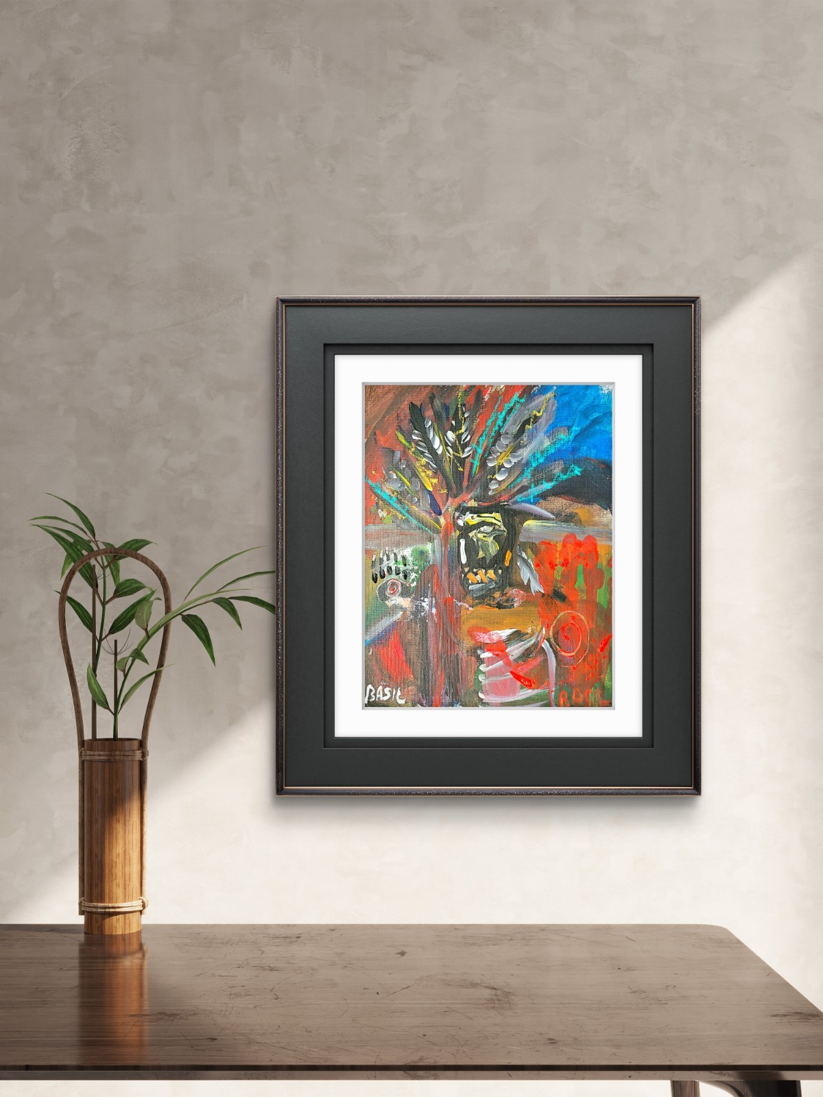 Warrior Red Road Unique Abstract Expressionism Wall Art Canvas Board 11×14