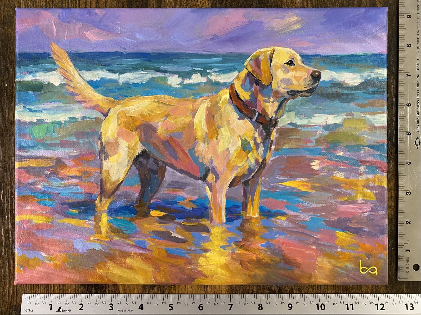 Impressionist Labrador Retriever Beach Painting Original Acrylic Dog Ocean Art
