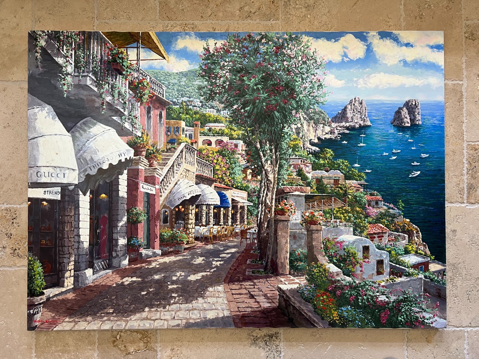 S. SAM PARK – AFTERNOON IN CAPRI – S/N 38″ X 53″ HE SERIGRAPH CANVAS w/COA