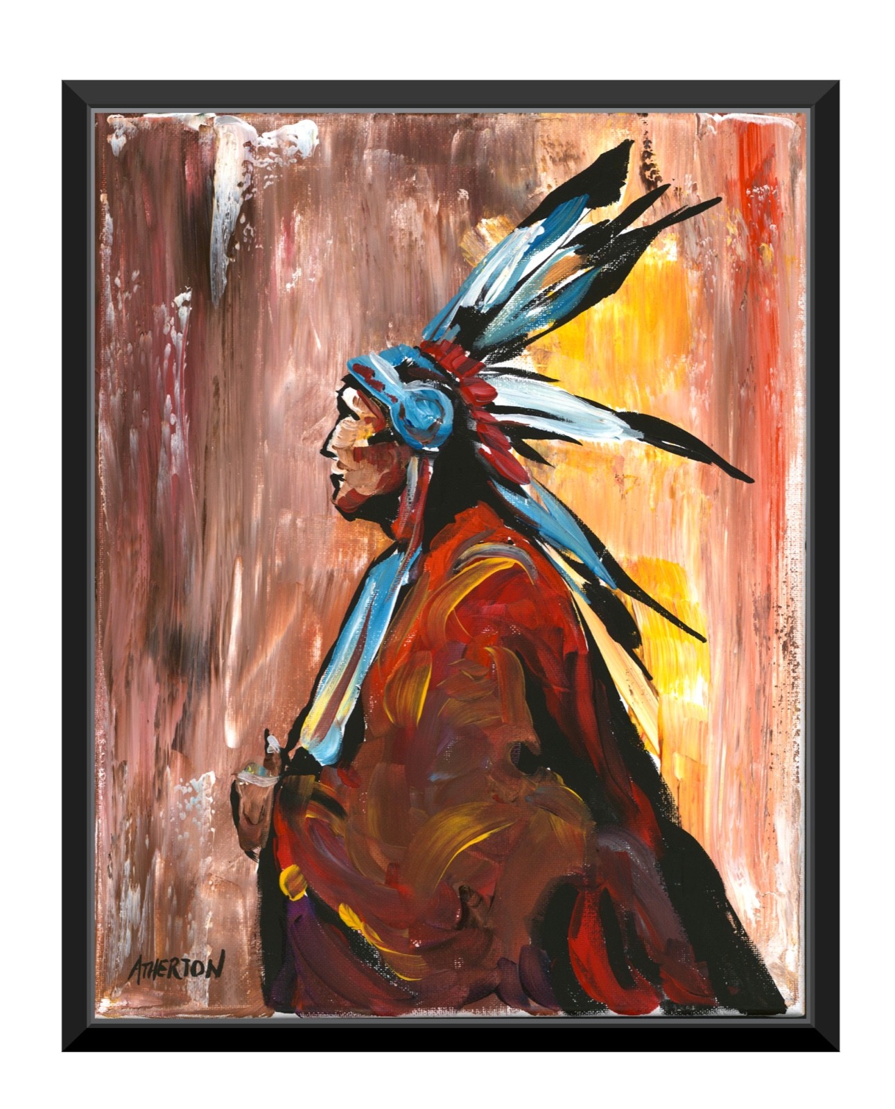 11×14 Original Native American Painting Western Portrait Expressionist Indian