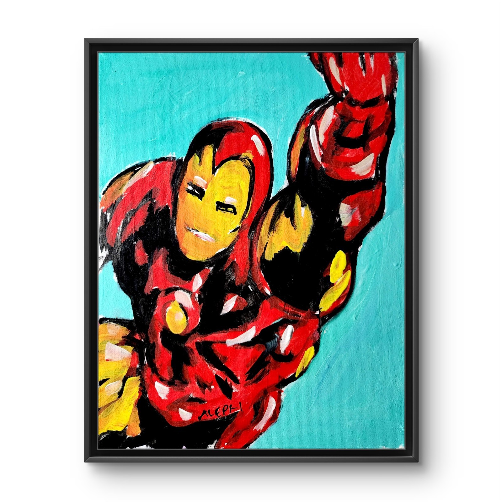 Abstract Expressionism Original Painting Iron Man 14×11 Fine Art Canvas Decor