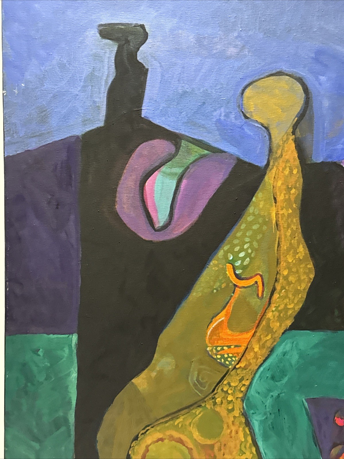 ABSTRACT PAINTING VINTAGE PHILIP NORTH CUBIST CUBISM FIGURES ORIGINAL High Noon