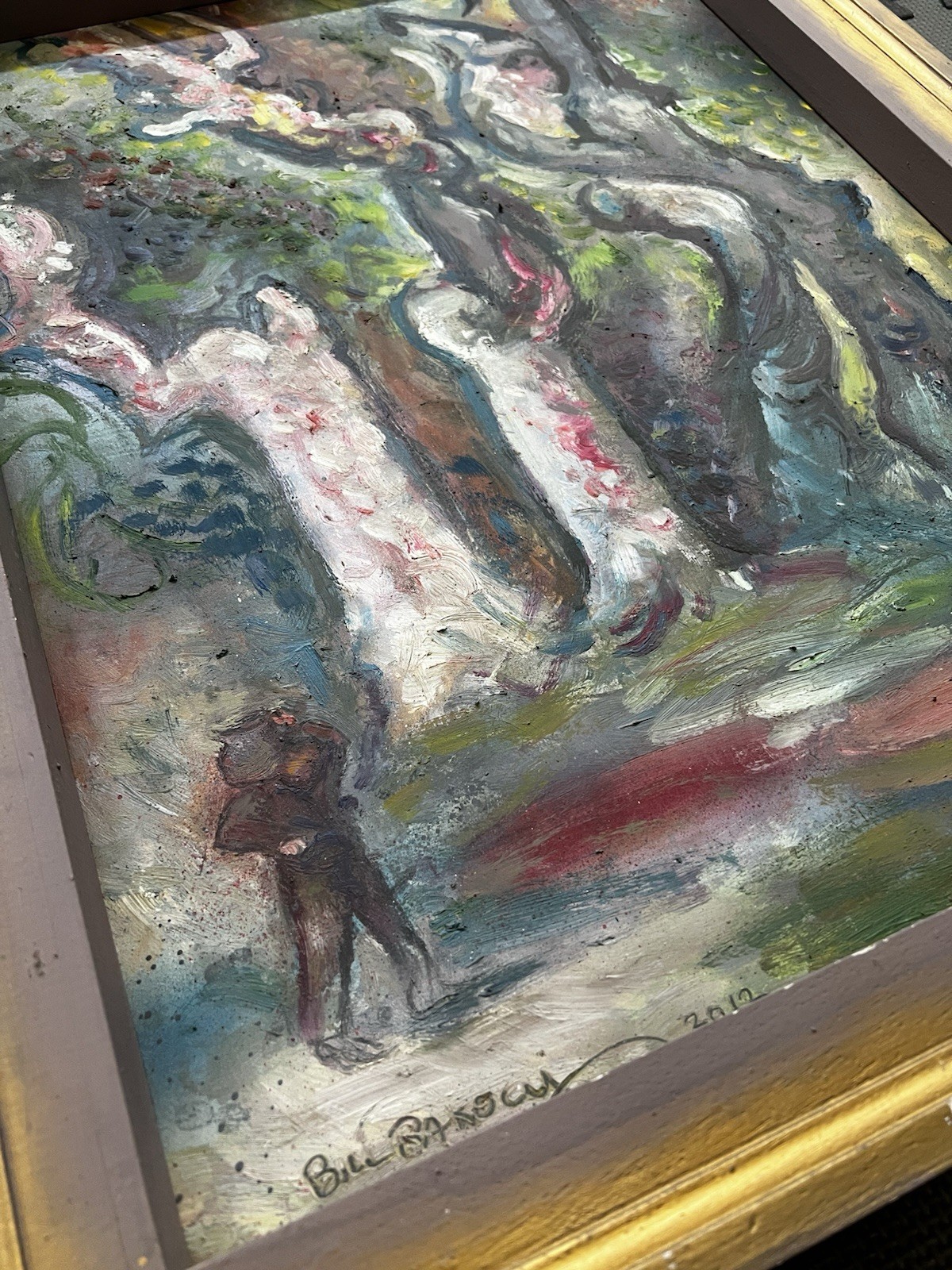 Vintage Acrylic Painting “The Man and The Magical Jungle” by Bill Rakocy