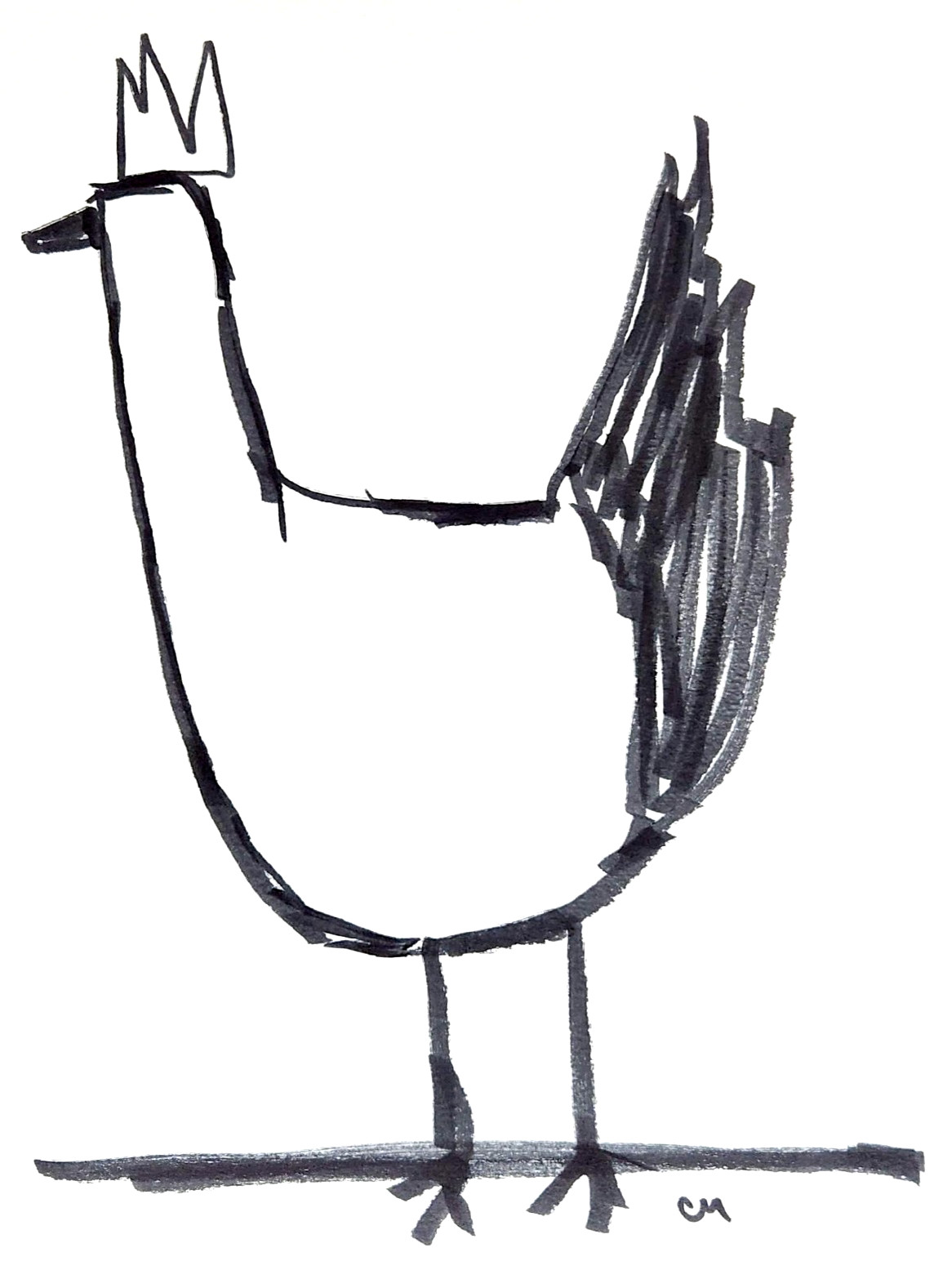 Original Abstract Chicken Art Expressionism 9X12 Handmade Modern Signed