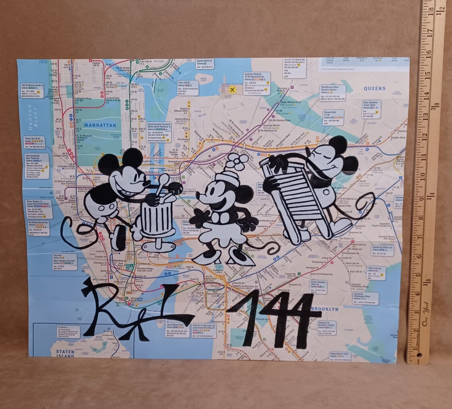Rat Tunnel Band Pop Graffiti Expressionism Art Original New York Subway Map