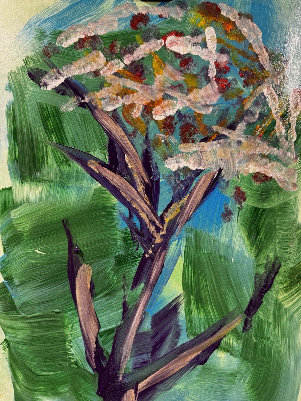 Original Abstract Expressionism 9×12 Drying Flower Acrylic on Paper Handmade