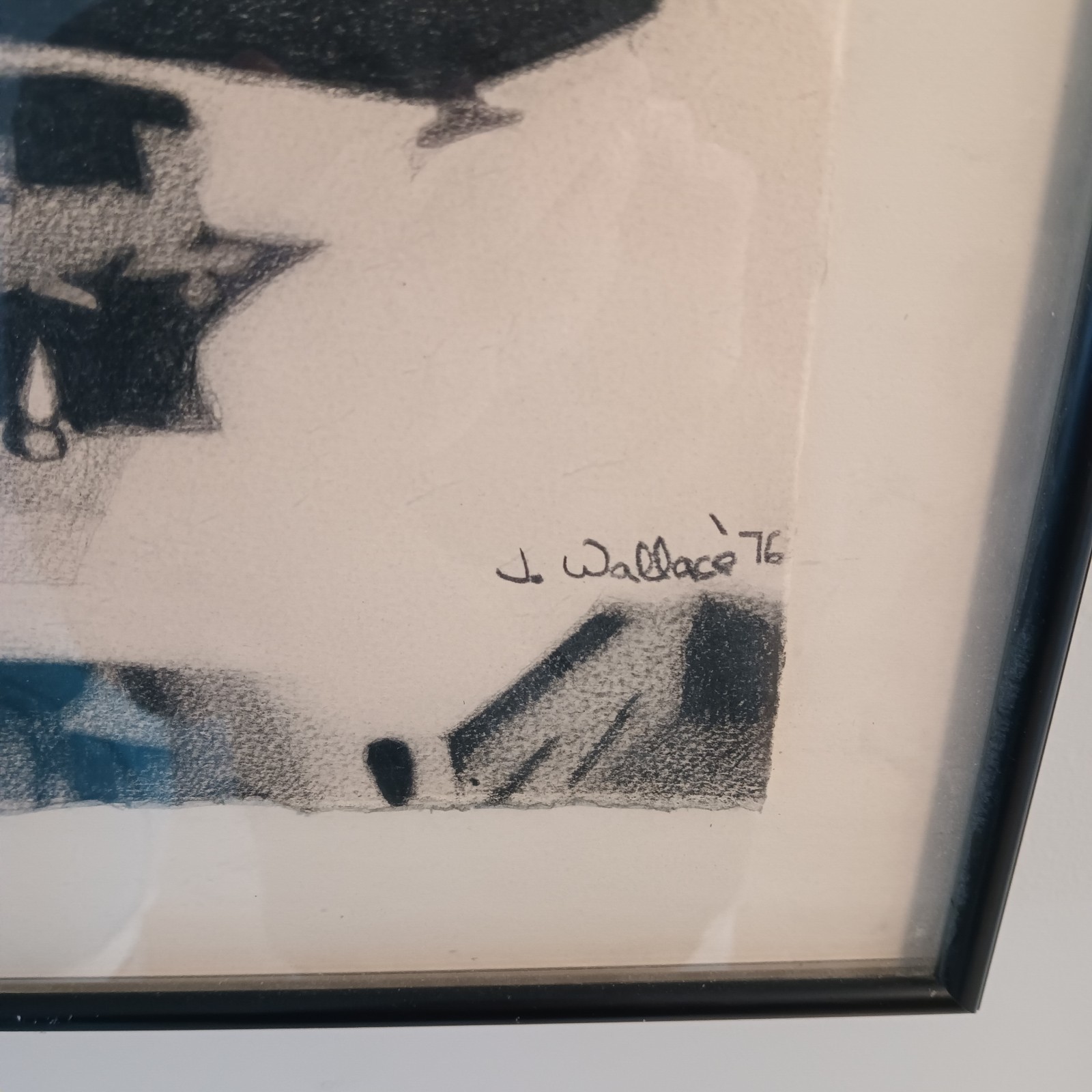 1976 Neil Armstrong Charcoal Drawing Of Iconic Image Signed By J. Wallace «76»