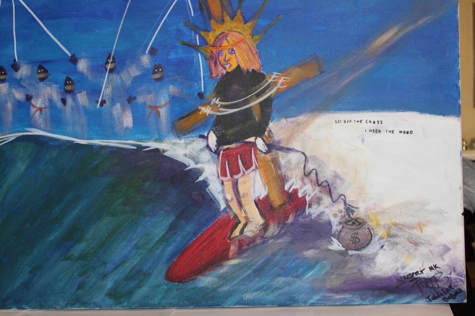 Folk Art Outsider Original «Get Off The Cross, I Need The Wood»