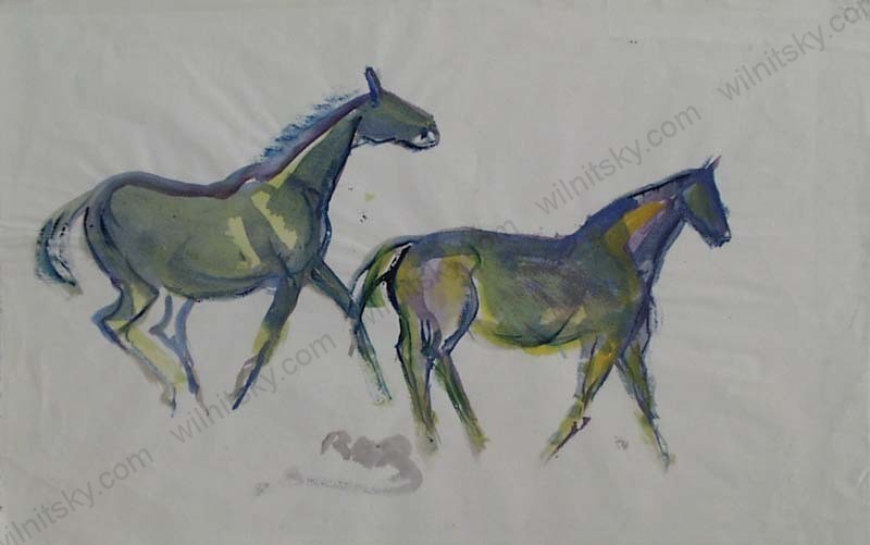 Rudolf Raimund Ballabene (1890-1968), «Running Horses», Watercolor, 1930s (1)