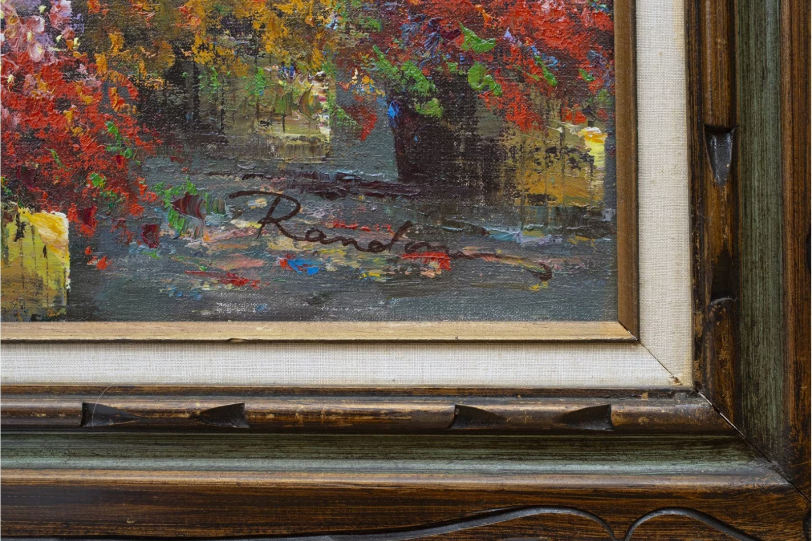 Original ALDO RANDO Signed Impressionist Painting FLOWERS IN PARIS 55×31 in.