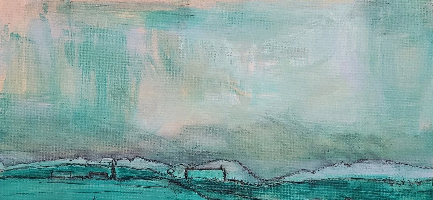 No.682 Original Abstract Minimal Landscape Painting By K.A.Davis