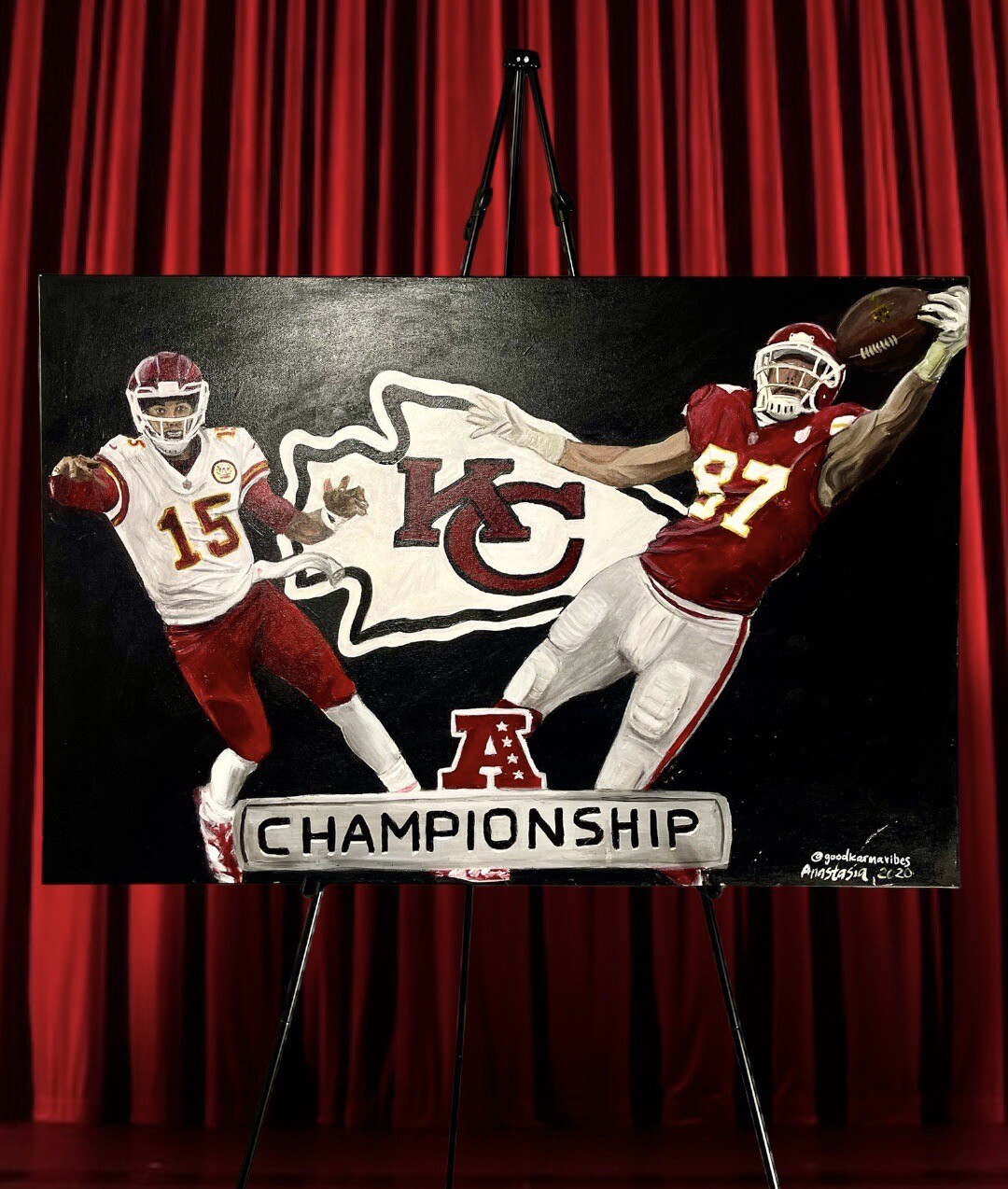 NFL Super Bowl Kansas City Chief OPatrick Mahomes, Travis Kelce Art Painting