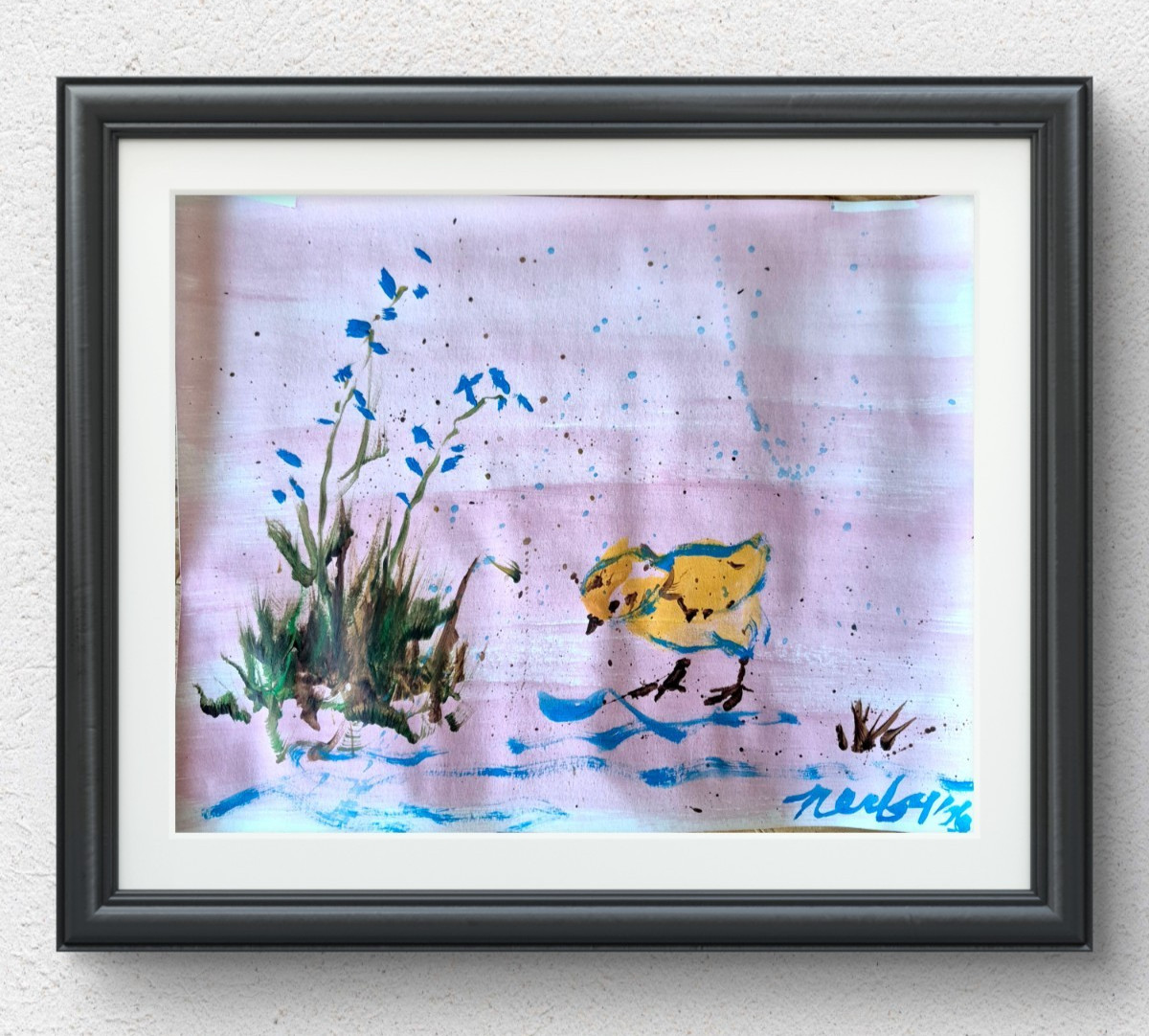 Original Expressionist 11×14 Animal Art Acrylic Paper Signed Soft Home Decor P75