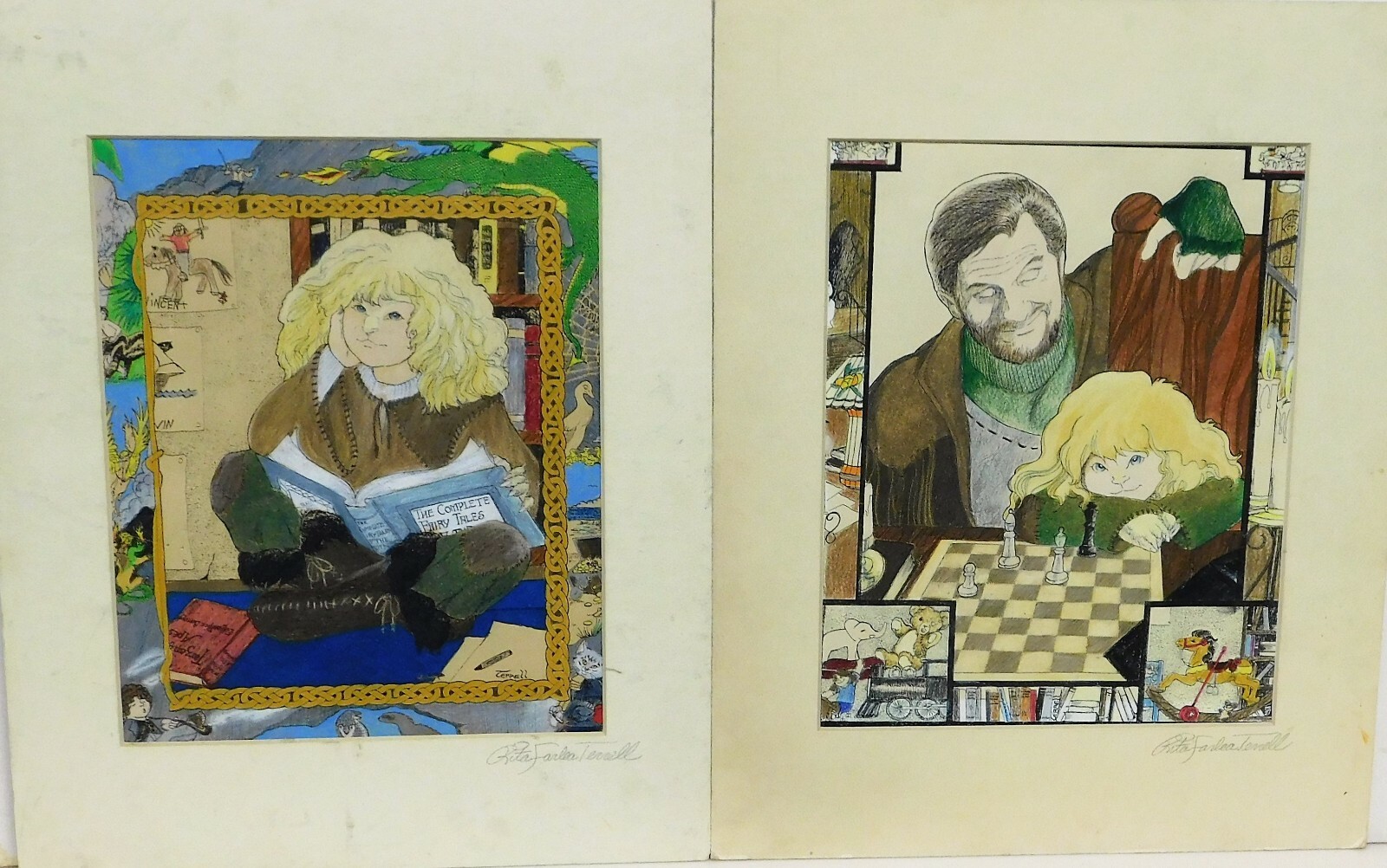 Rita Terrell two illustrations ink/watercolor 10 x 8