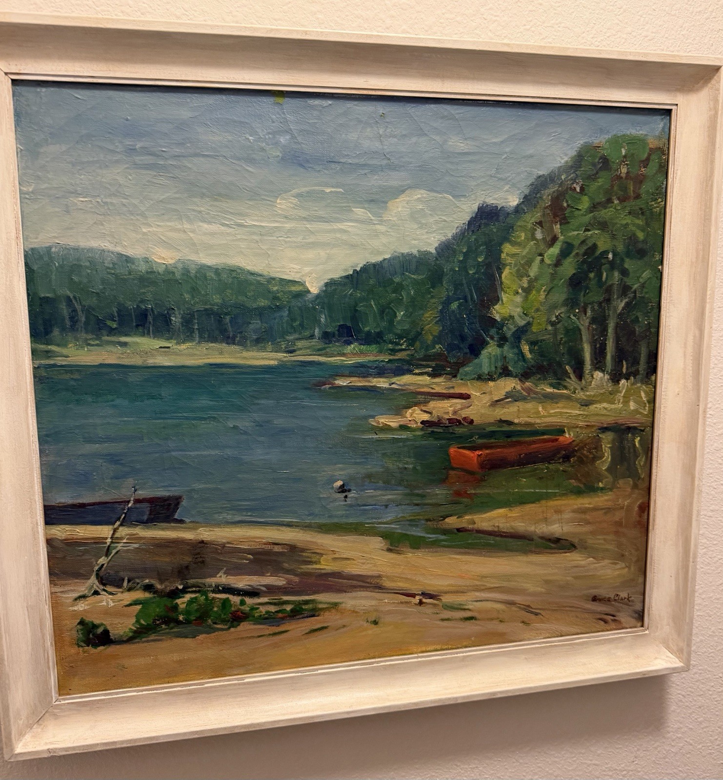 Listed Artist CRACE CLARK Vintage Oil Painting Landscape 17” X 20” Image