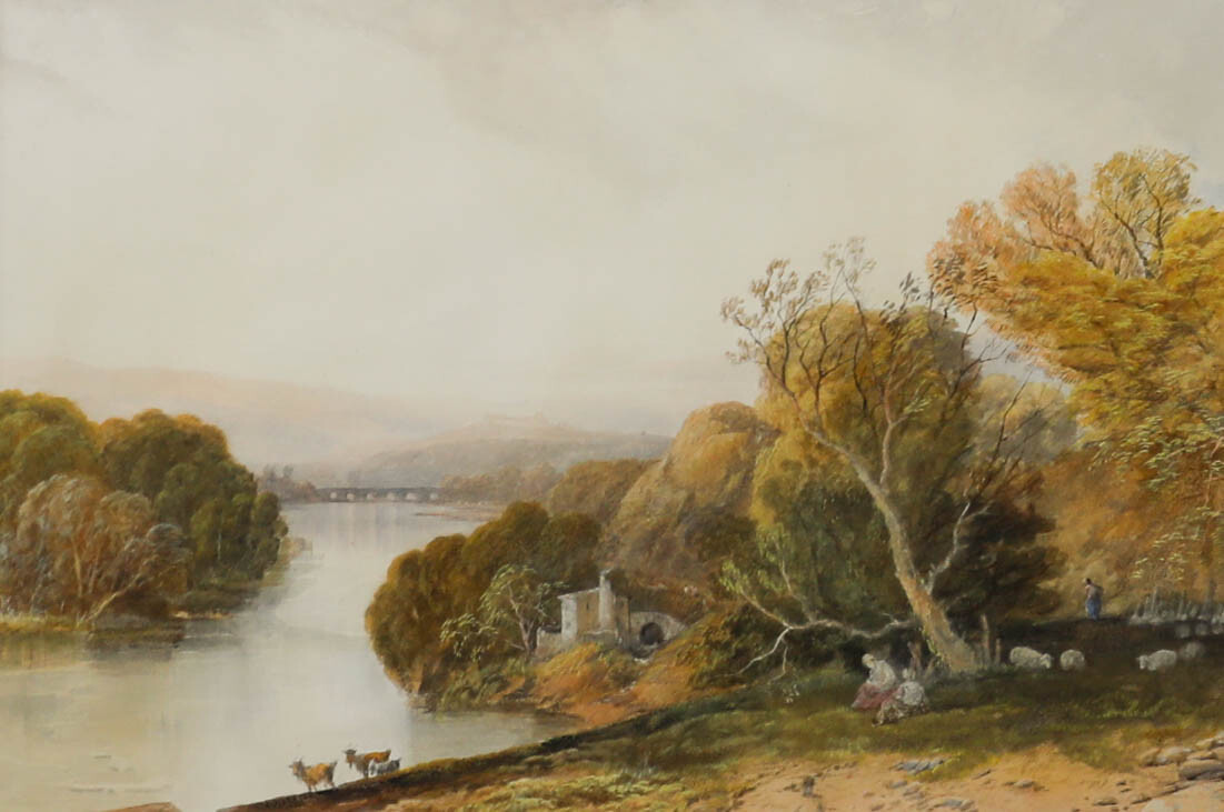 19th Century Watercolour – Landscape with Castle Ruins