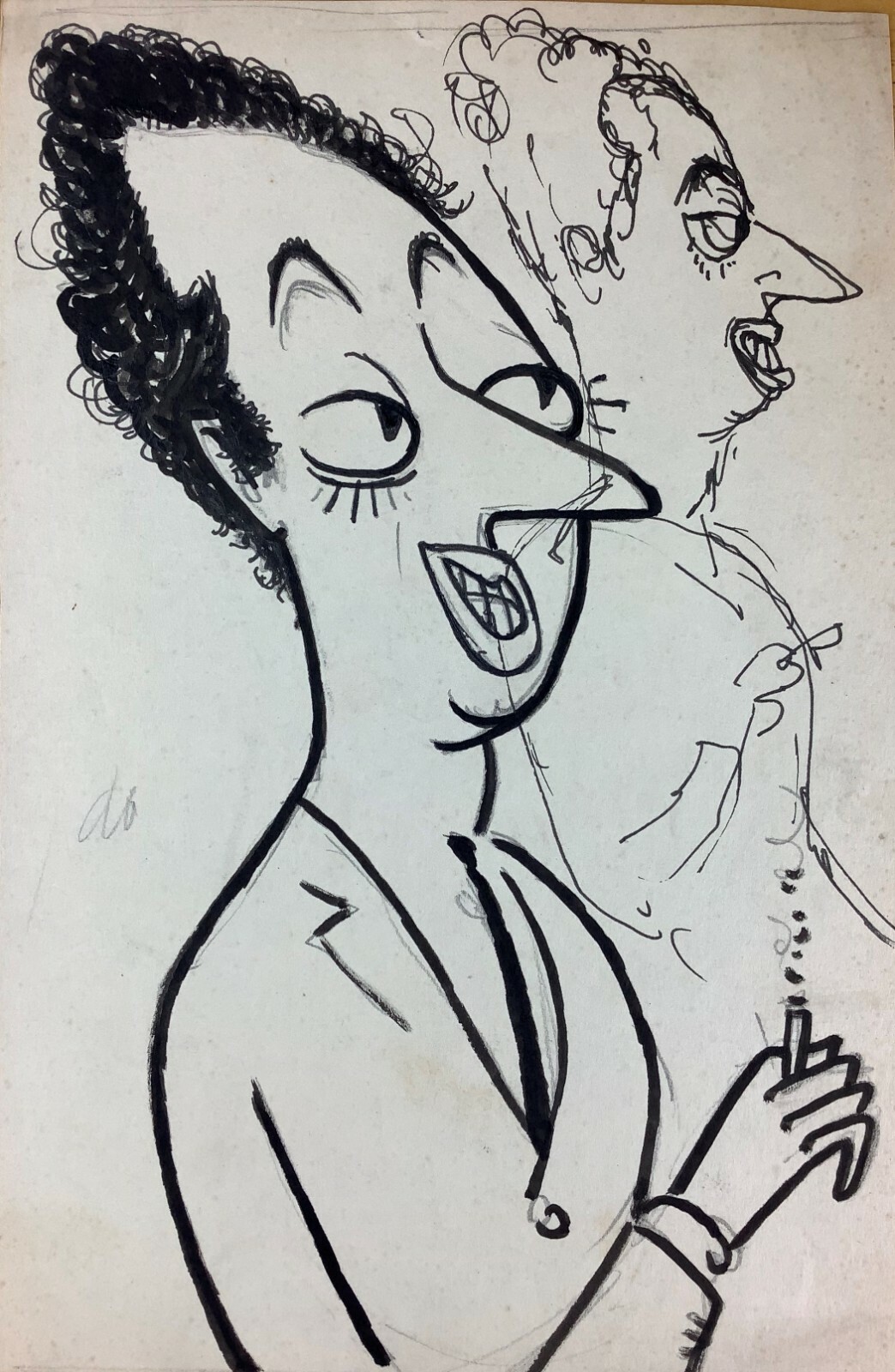Juan David. Sketch. Untitled, ca 1967. Ink on cardboard. Original Art