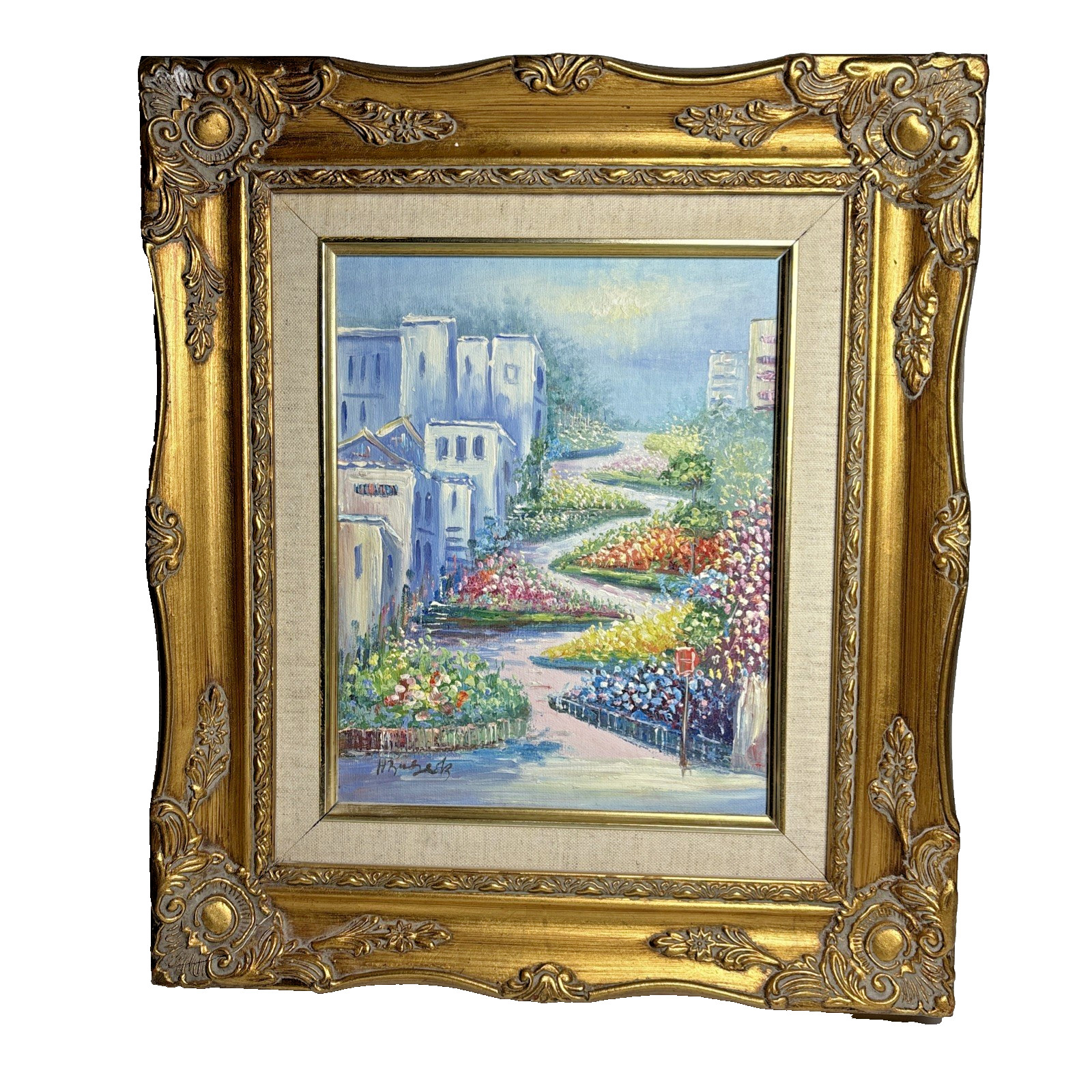 Framed Signed Painting Of Lombard Street San Francisco 15″ x 13.5″