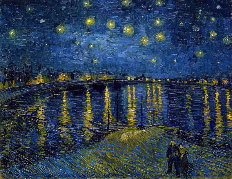 Starry Night Over the Rhone by van Gogh Oil Painting Printed on Canvas P1855