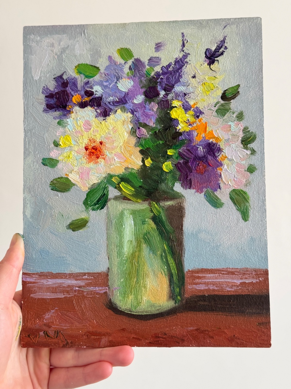 Original Oil Painting Flowers Canvas Impasto Floral Still Life Art Decor Signed