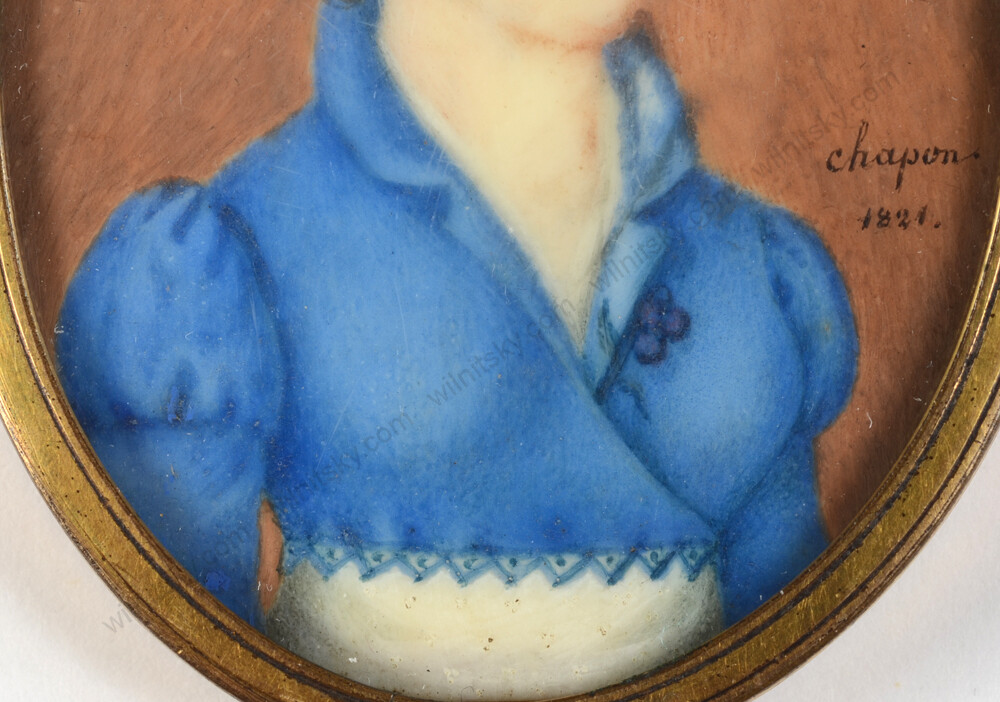 Hippolyte Chapon (ca. 1790 – after 1838) «Female portrait», miniature, 1821