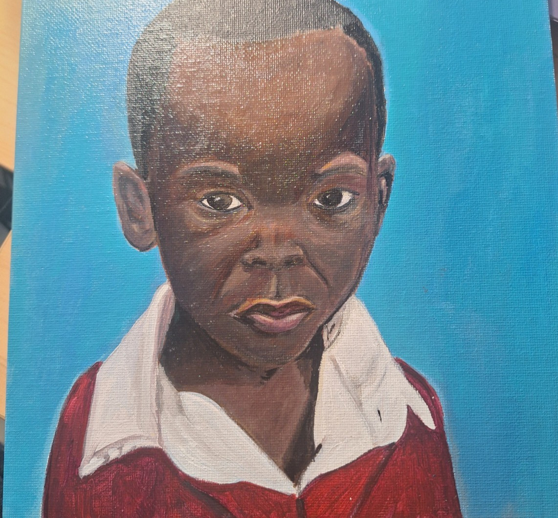 Original Hand Painted Acrylic 8×8 Portrait Panel Vibrant Home Decor Signed