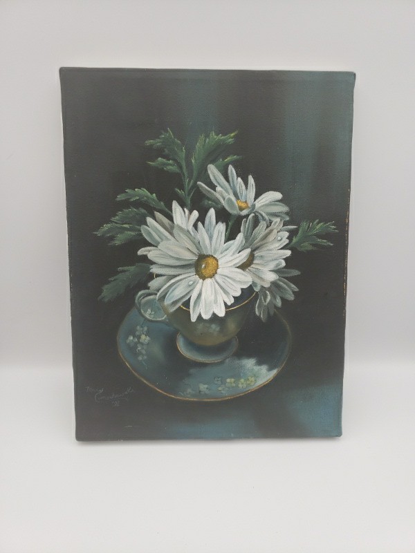 Beautiful Painting Of Daisies In A China Cup